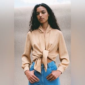 Nanushka Felice Shawl Collar Shirt - Dusty Apricot